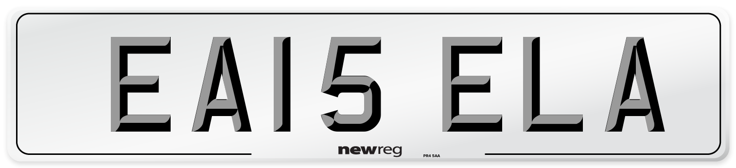 EA15 ELA Number Plate from New Reg